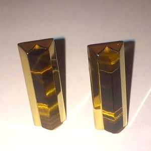 Vintage Tiger Eye Cufflinks in Goldtone.